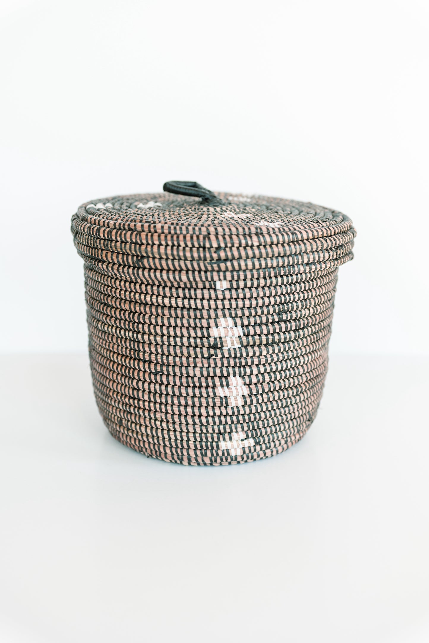 Lidded Storage Basket - Black and White