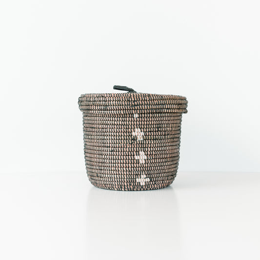 Lidded Storage Basket - Black and White