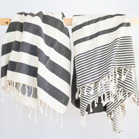 Black And White Turkish Towel