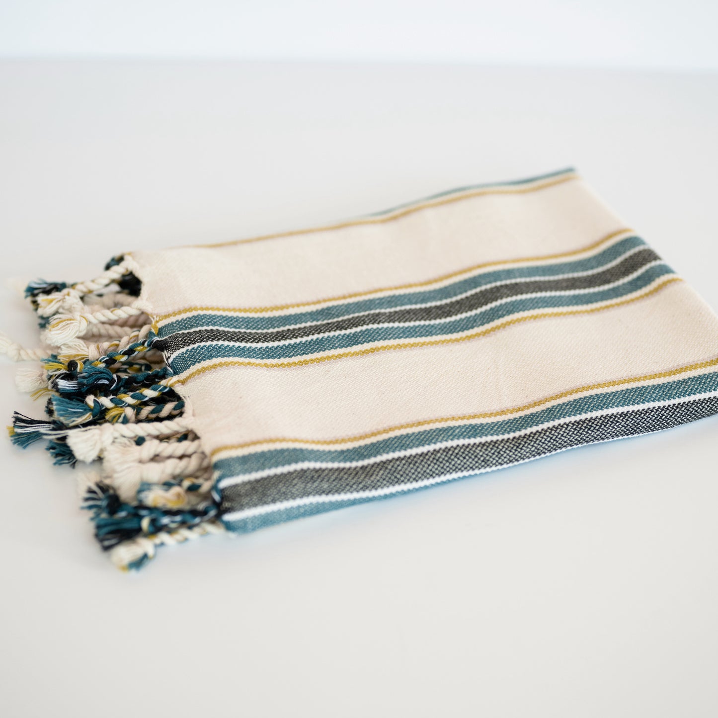 Blue-Green Striped Turkish Hand Towel