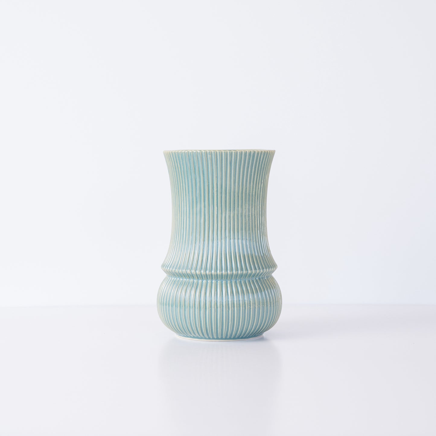 Seafoam Blue Ribbed Vase