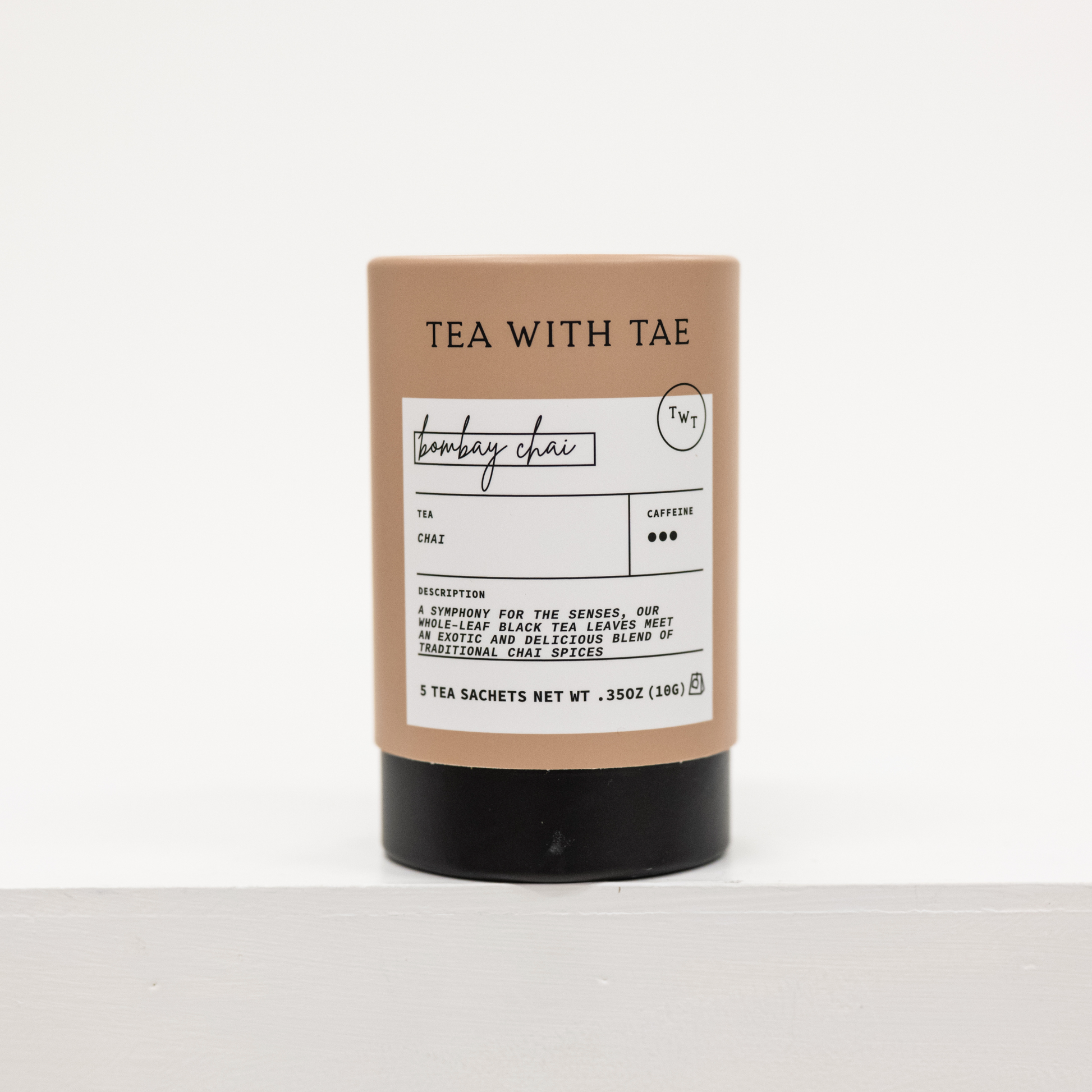 bombay chai herbal tea blend in cardboard tube