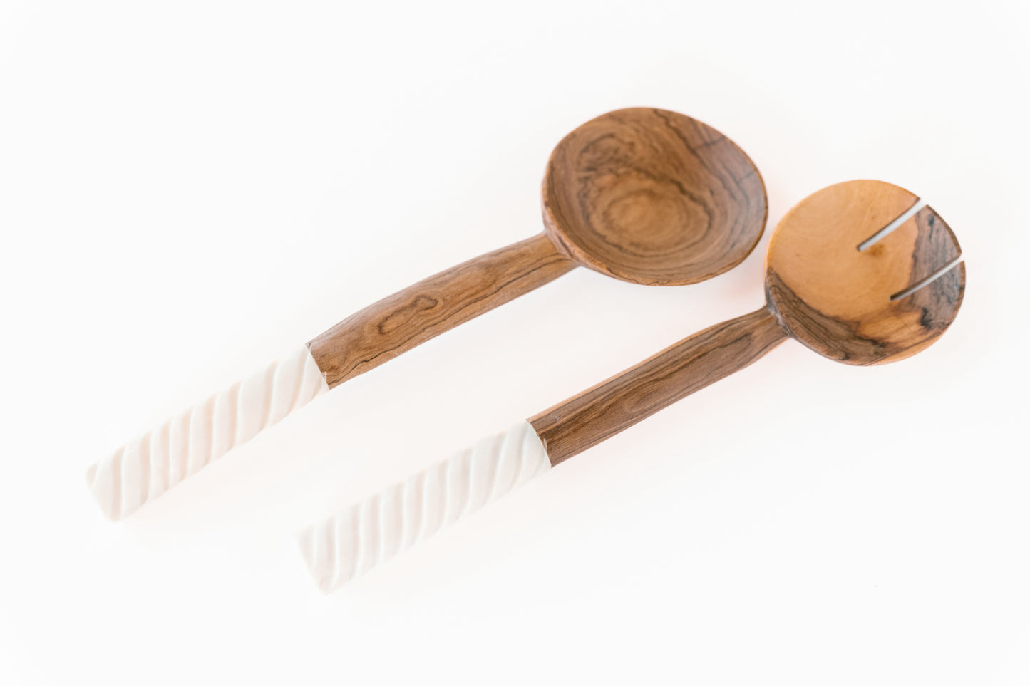 Bone Twist Salad Spoons - Olive Wood Servers