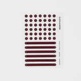 Sheet of maroon raised stickers on a white background with 'Cloth & Paper' branding.