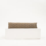 long thin brown lumbar pillow feather plume pattern