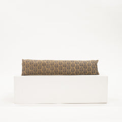 long thin brown lumbar pillow feather plume pattern