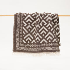 soft brown and cream diamond pattern throw blanket