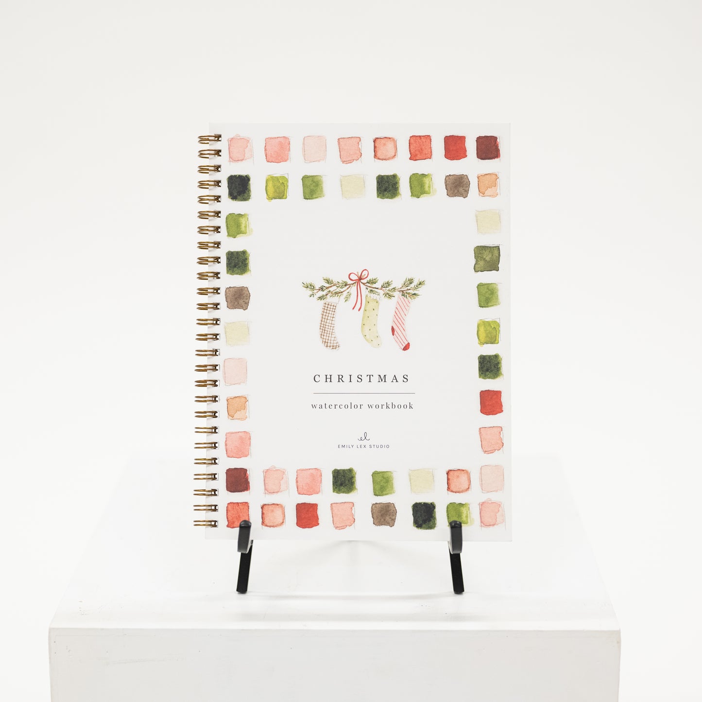 watercolor workbook activity with christmas theme
