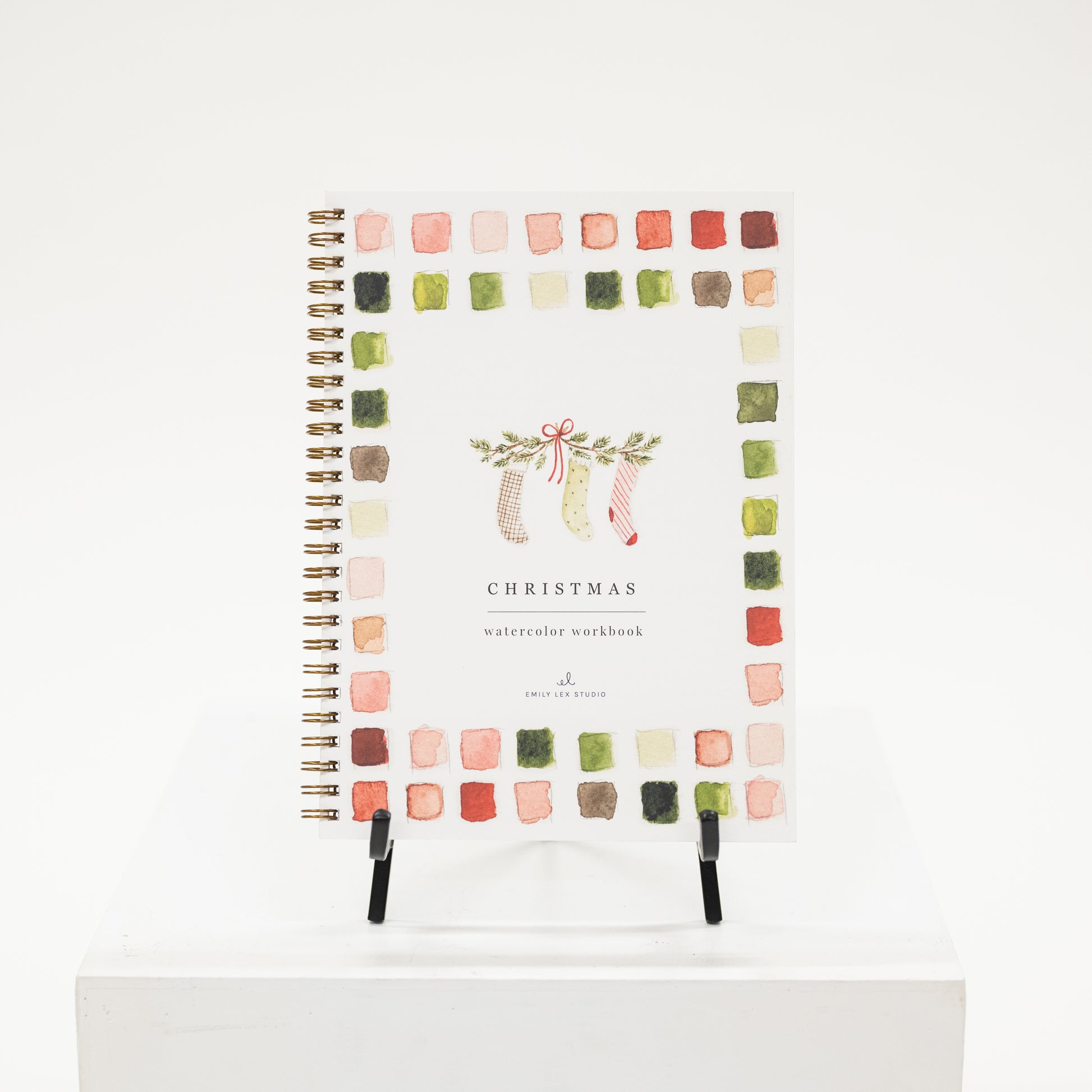 watercolor workbook activity with christmas theme
