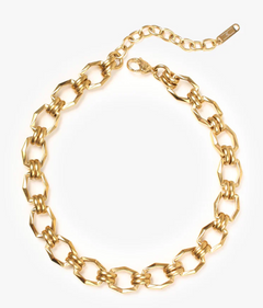 Gold chain bracelet on a white background