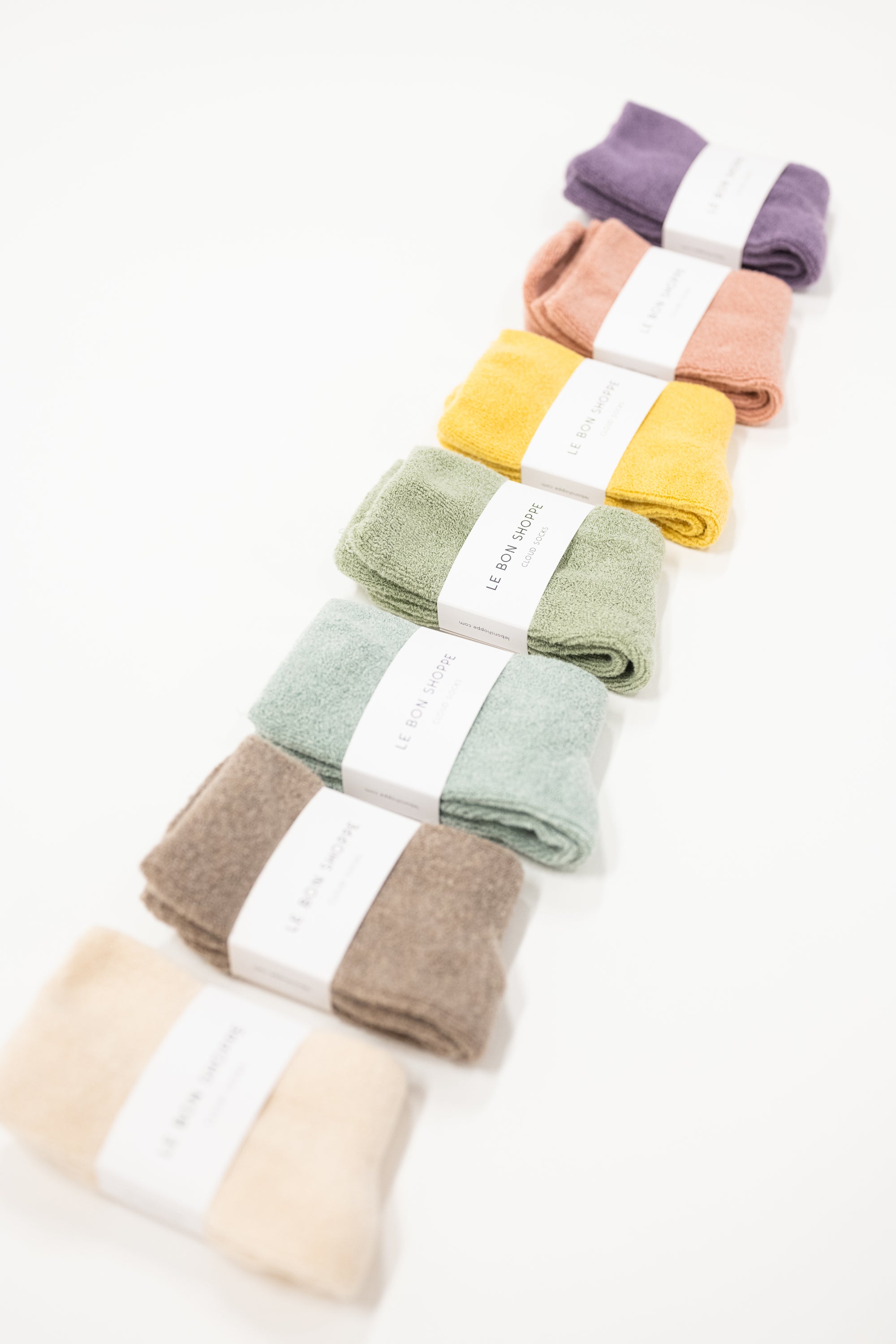 assorted colors of le bon shoppe cloud socks