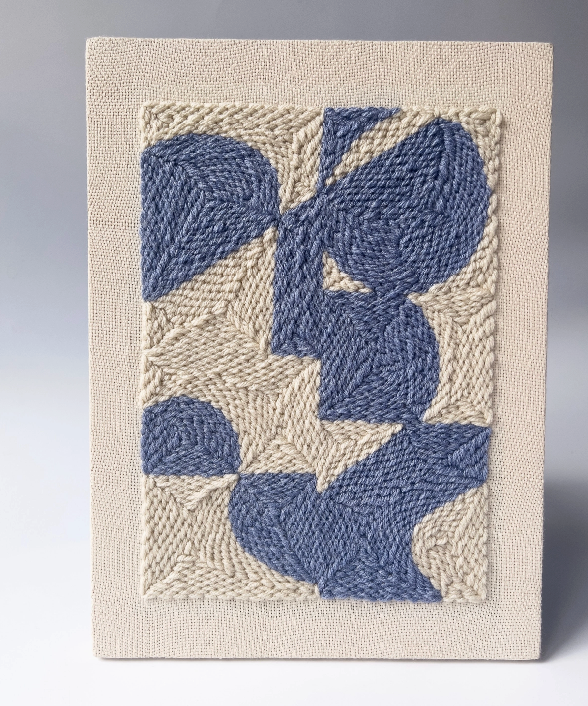 periwinkle and ivory punch needle art