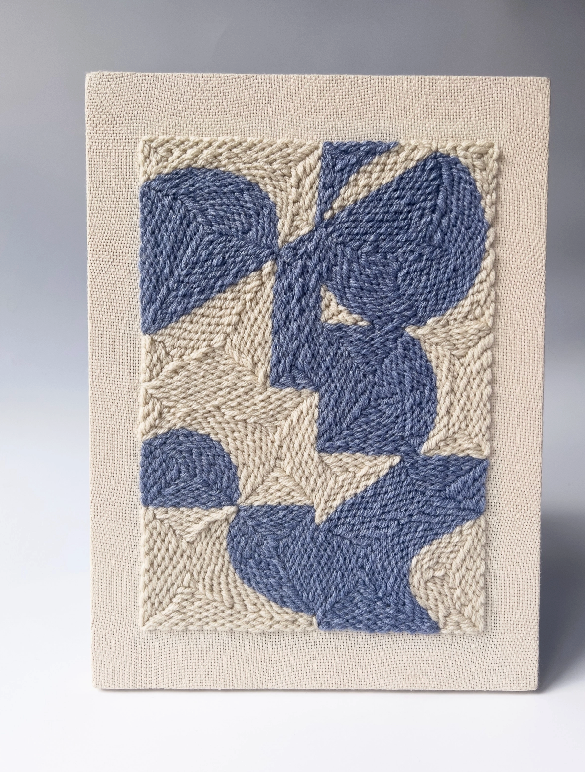 periwinkle and ivory punch needle art