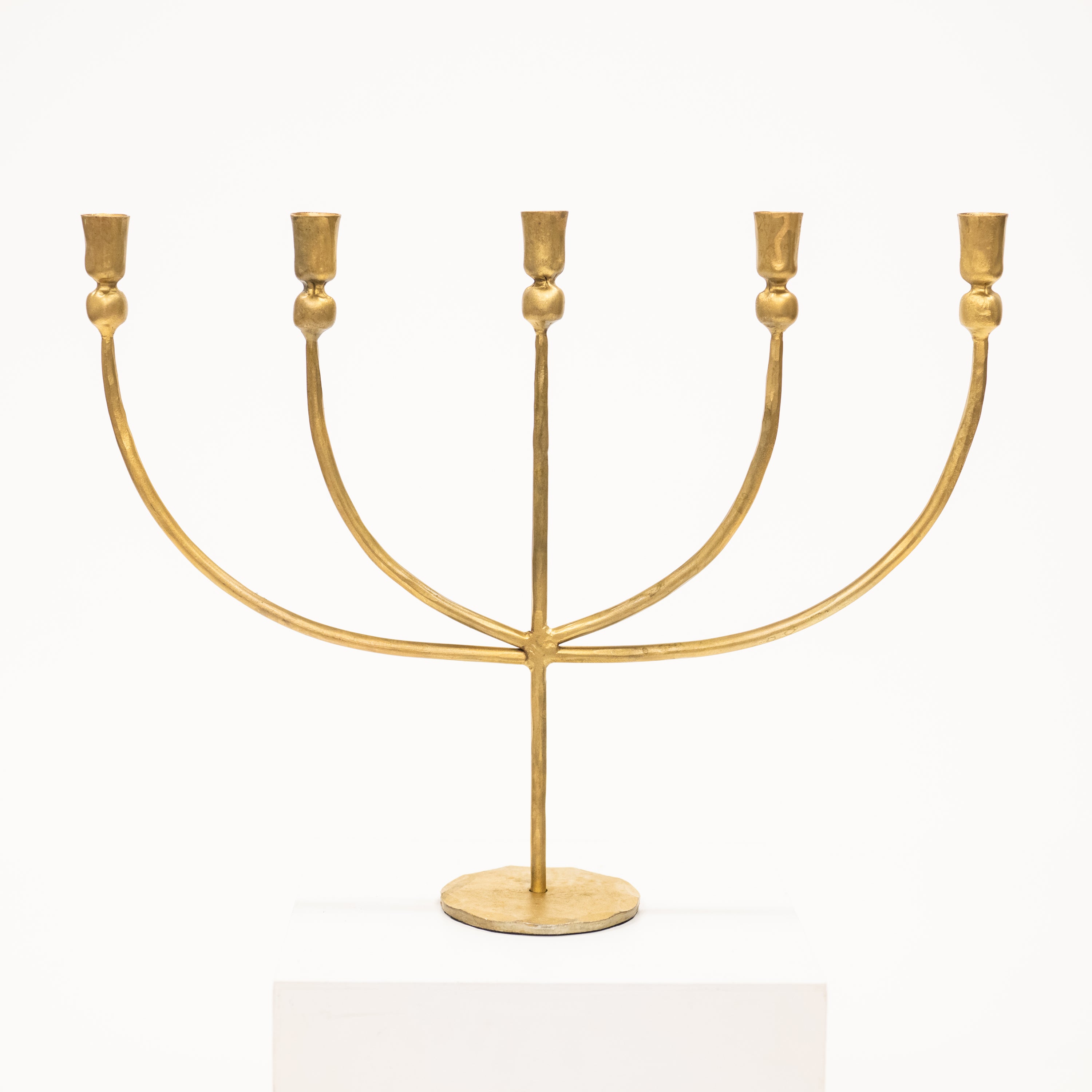 curved arm candelabra with five arms in brass
