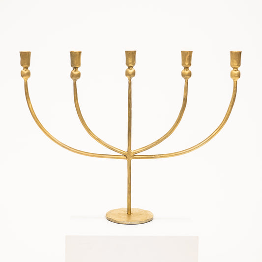 curved arm candelabra with five arms in brass
