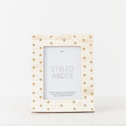 Brass Dotted Cream Frame