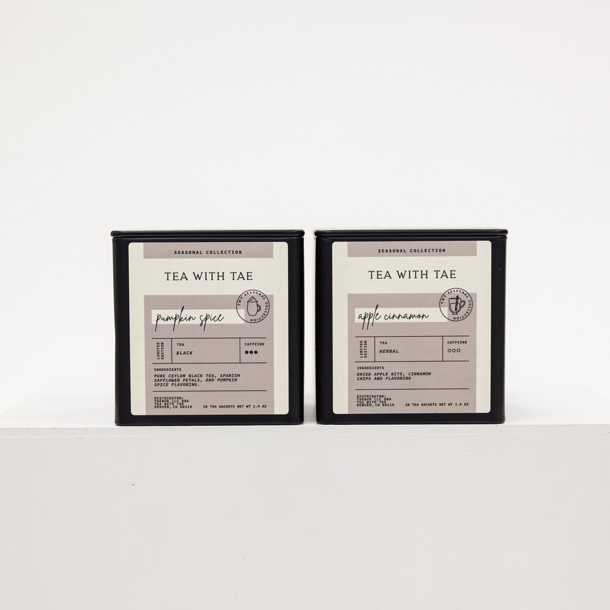 tin box containing 20 bags of herbal tea for fall