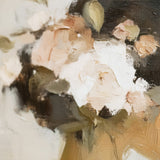Abstract art with soft colors and floral elements