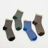 Classic mini check cottage socks in a vintage design, perfect for casual and business casual wear. Comfortable cotton blend, machine washable.