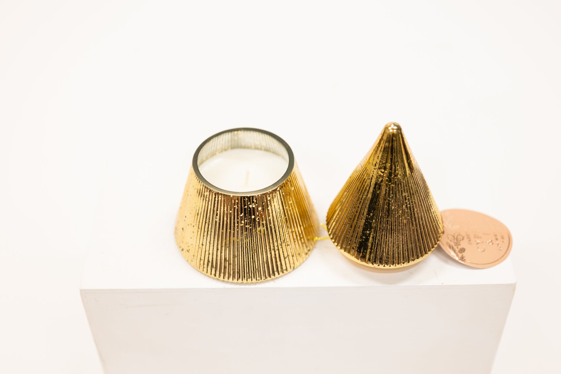 gold mercury glass tree shaped christmas candle