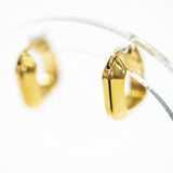 square gold hoop with clasp closure on white background