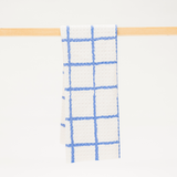 light gray blue grid microfiber kitchen dish towel