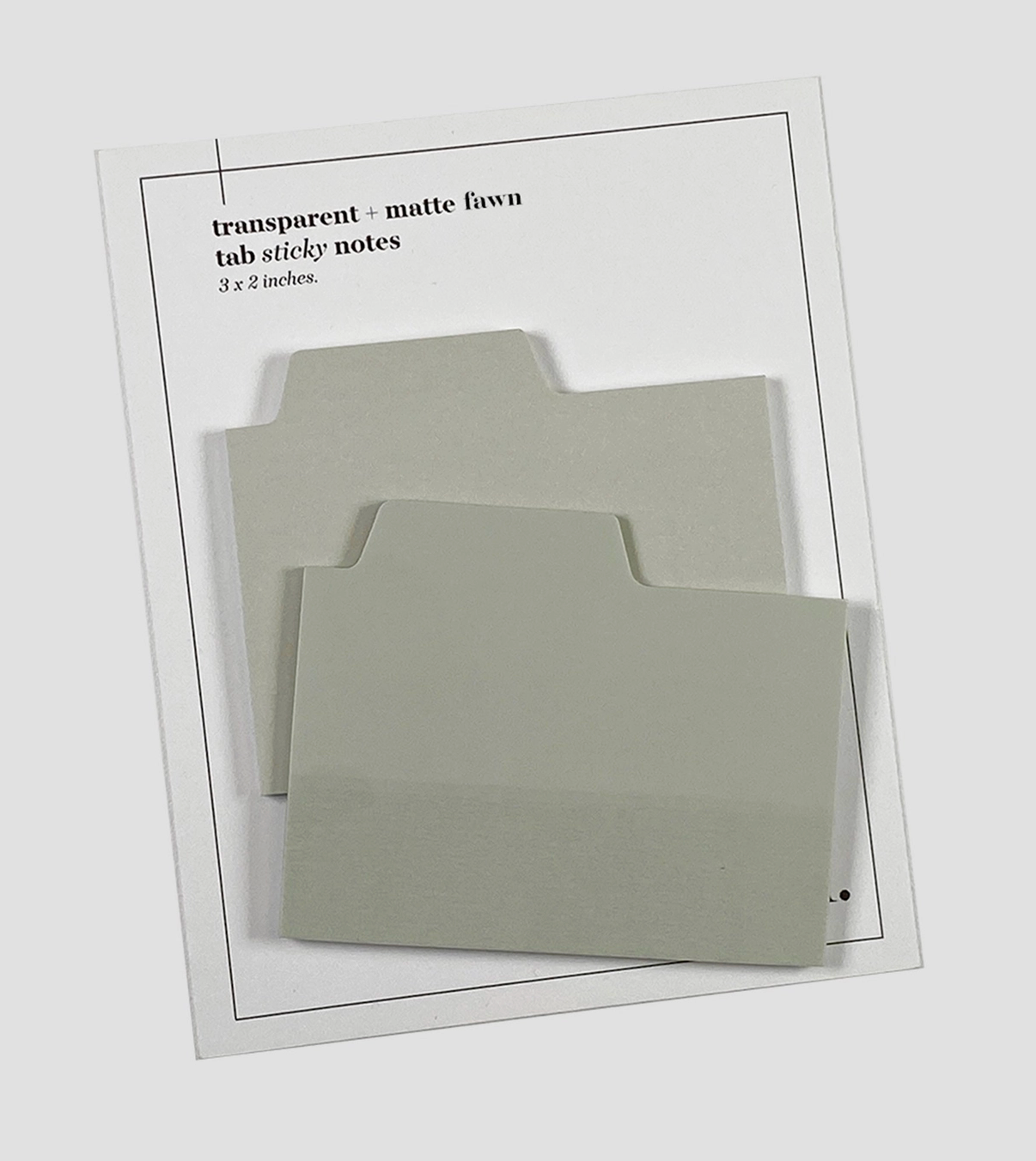 Set of transparent and matte fawn tab sticky notes on a white background