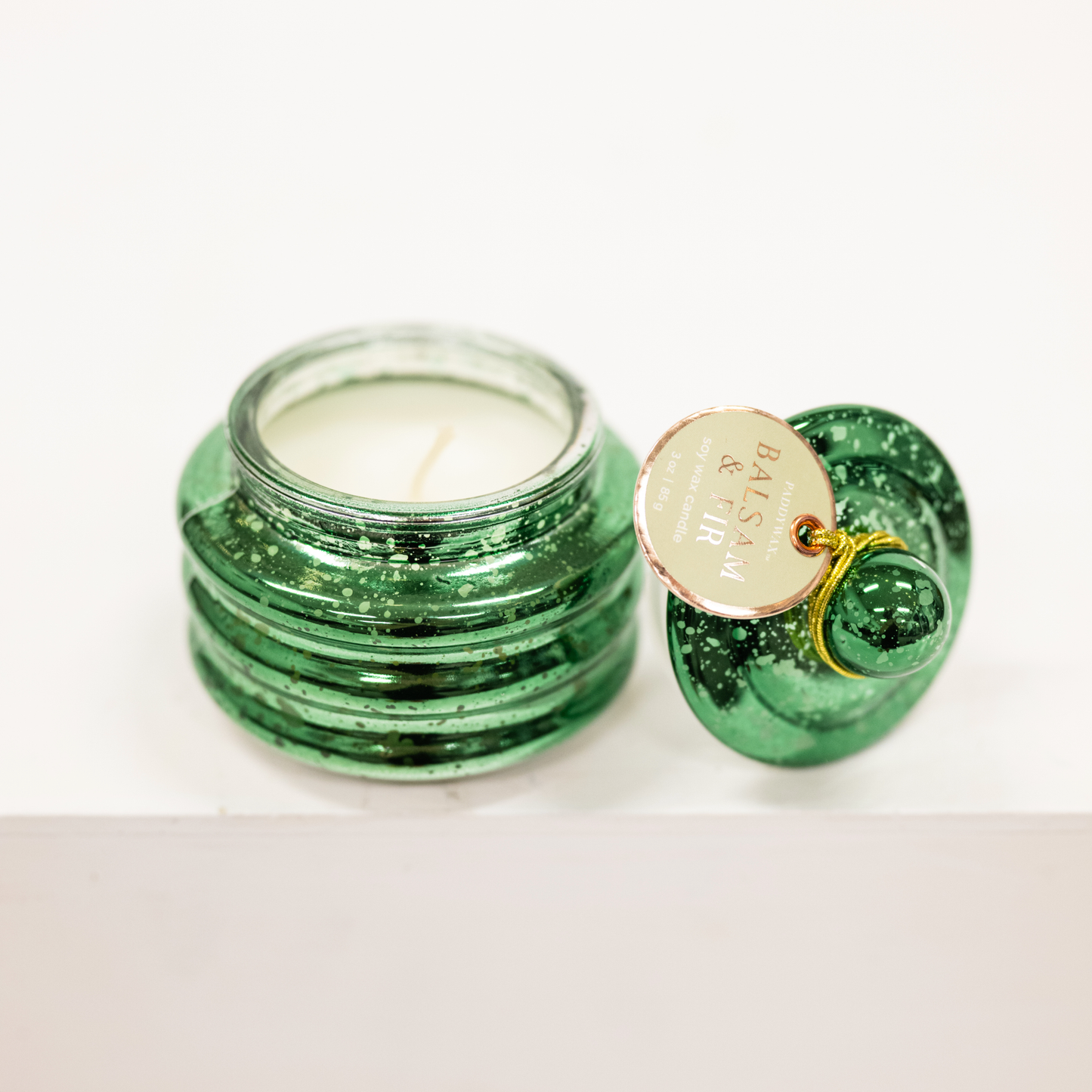 green mercury glass christmas candle