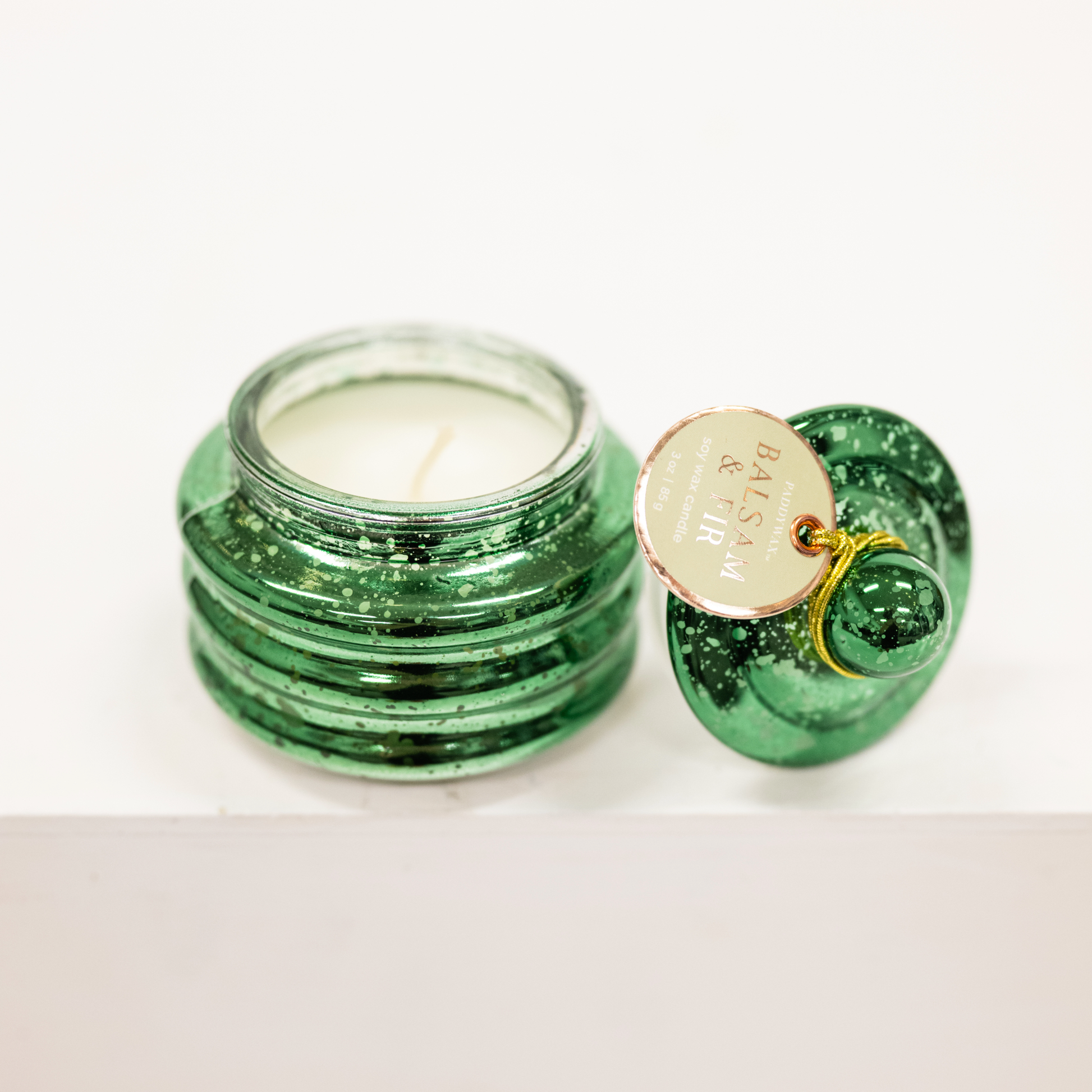 green mercury glass christmas candle