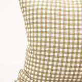 olive green colored gingham pattern square pillow
