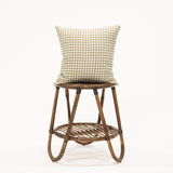 olive green colored gingham pattern square pillow