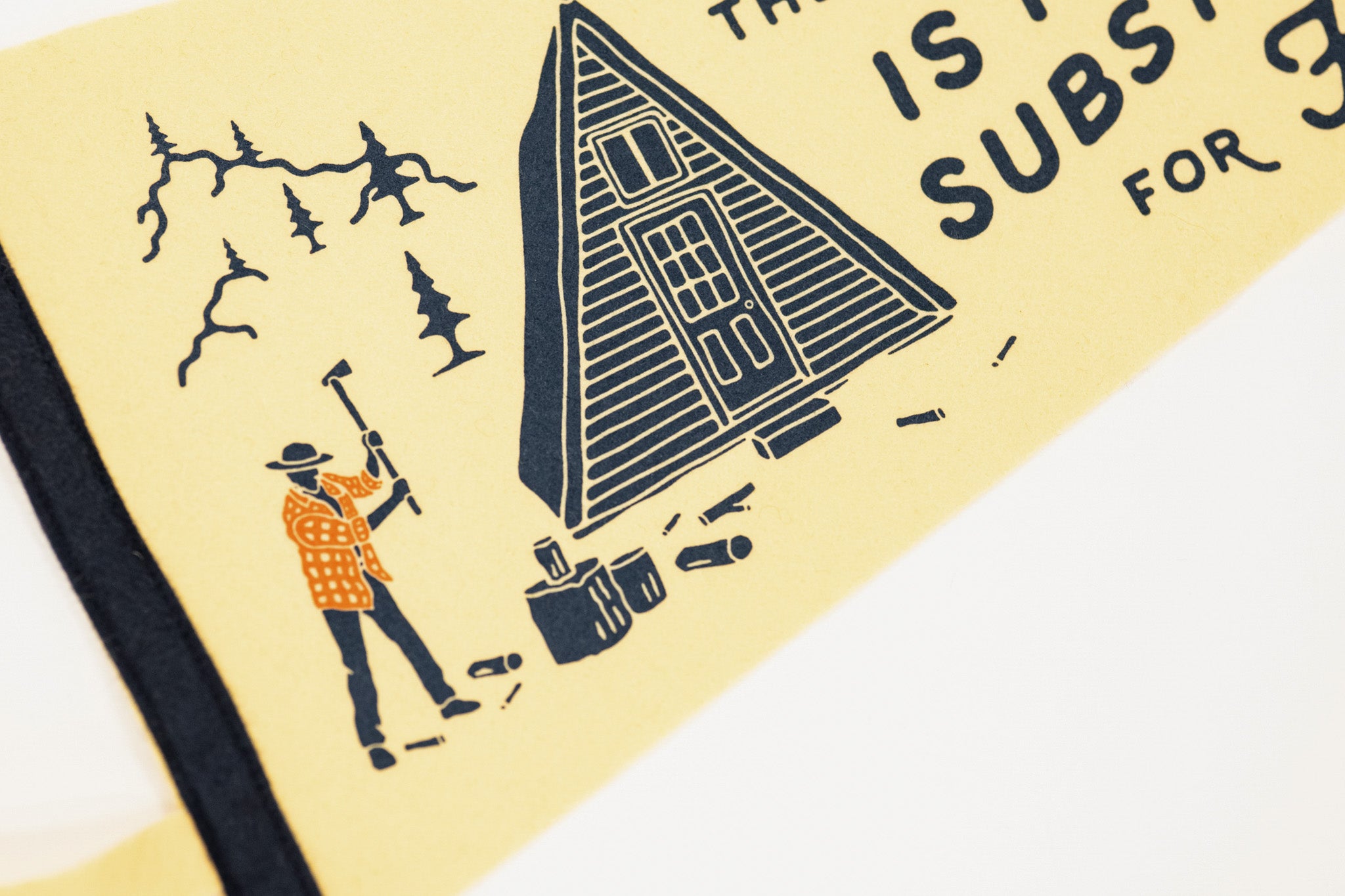 Illustration of a person with tools near a house on a yellow background