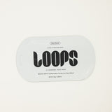 Loops hydrogel face mask packaging on a white background