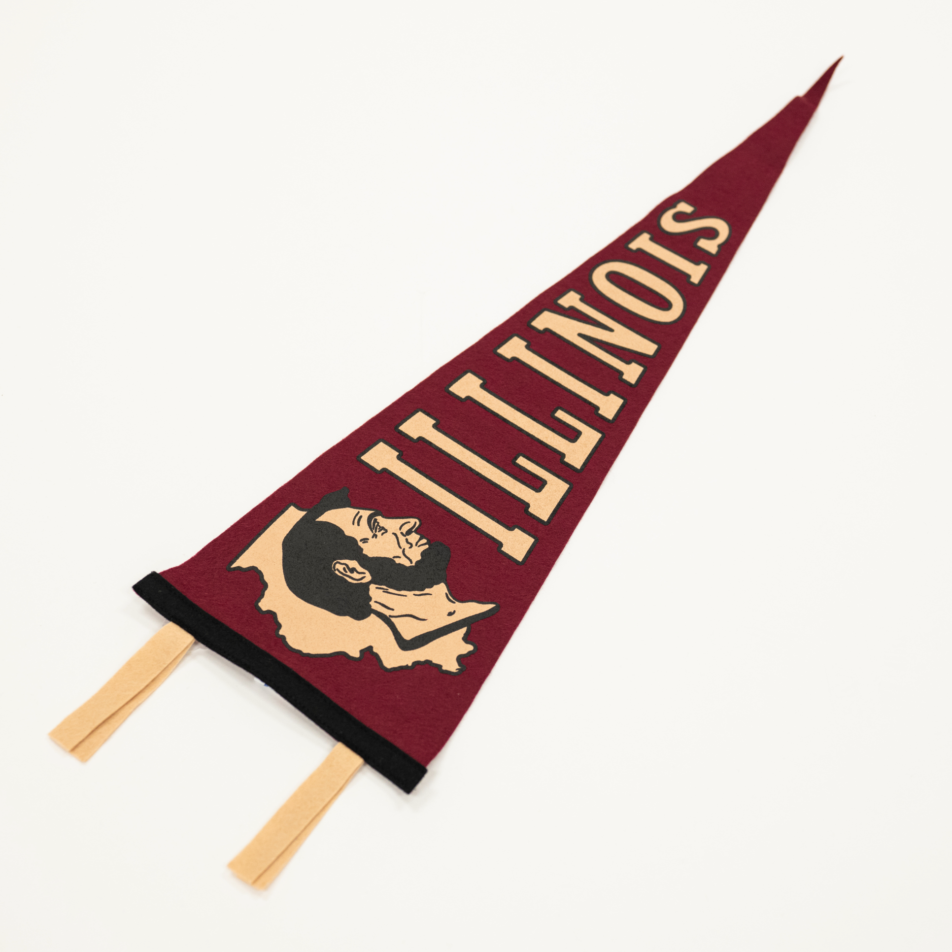 Illinois-themed pennant flag with a portrait on a white background
