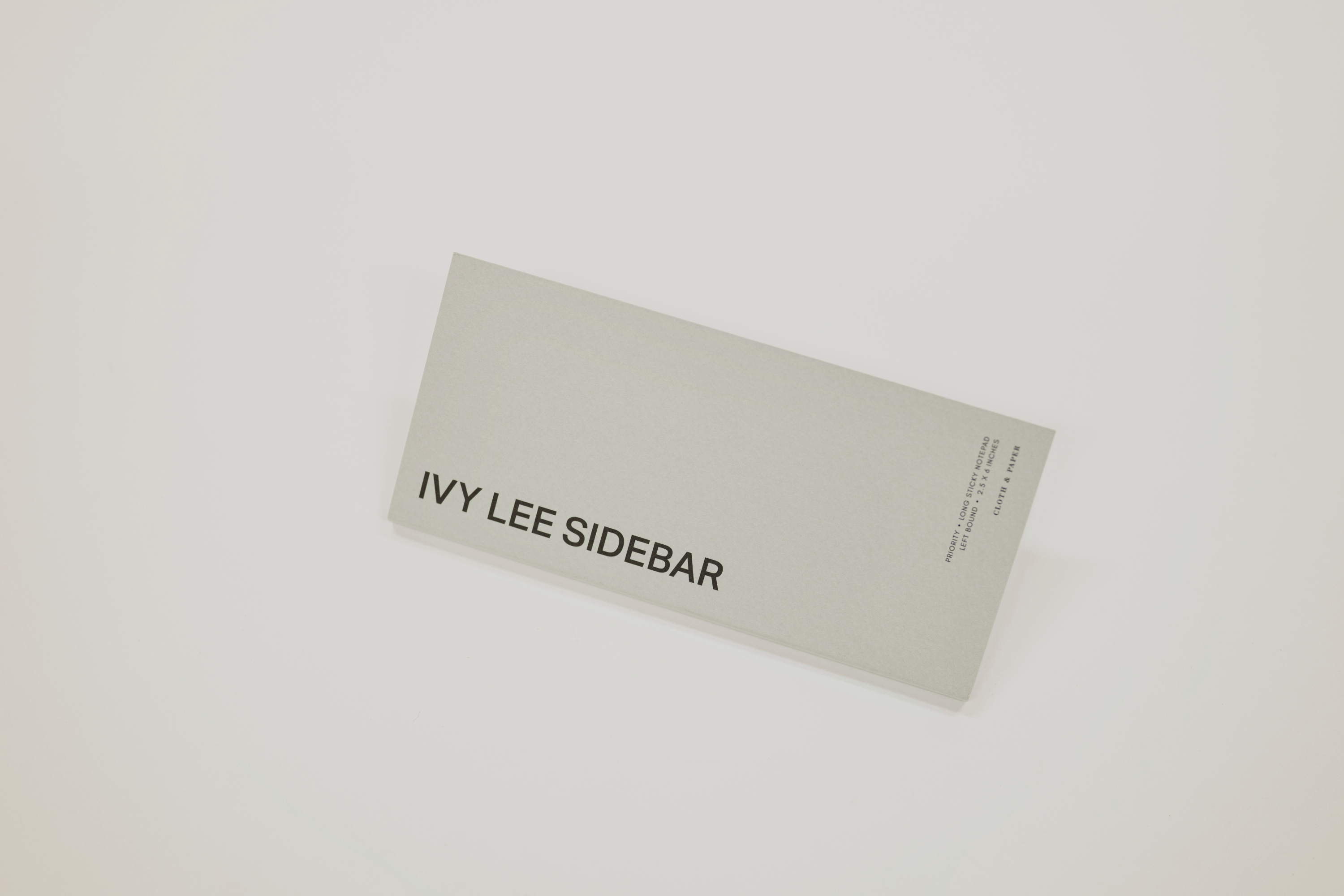 Gray card with 'IVY LEE SIDEBAR' text on a white background