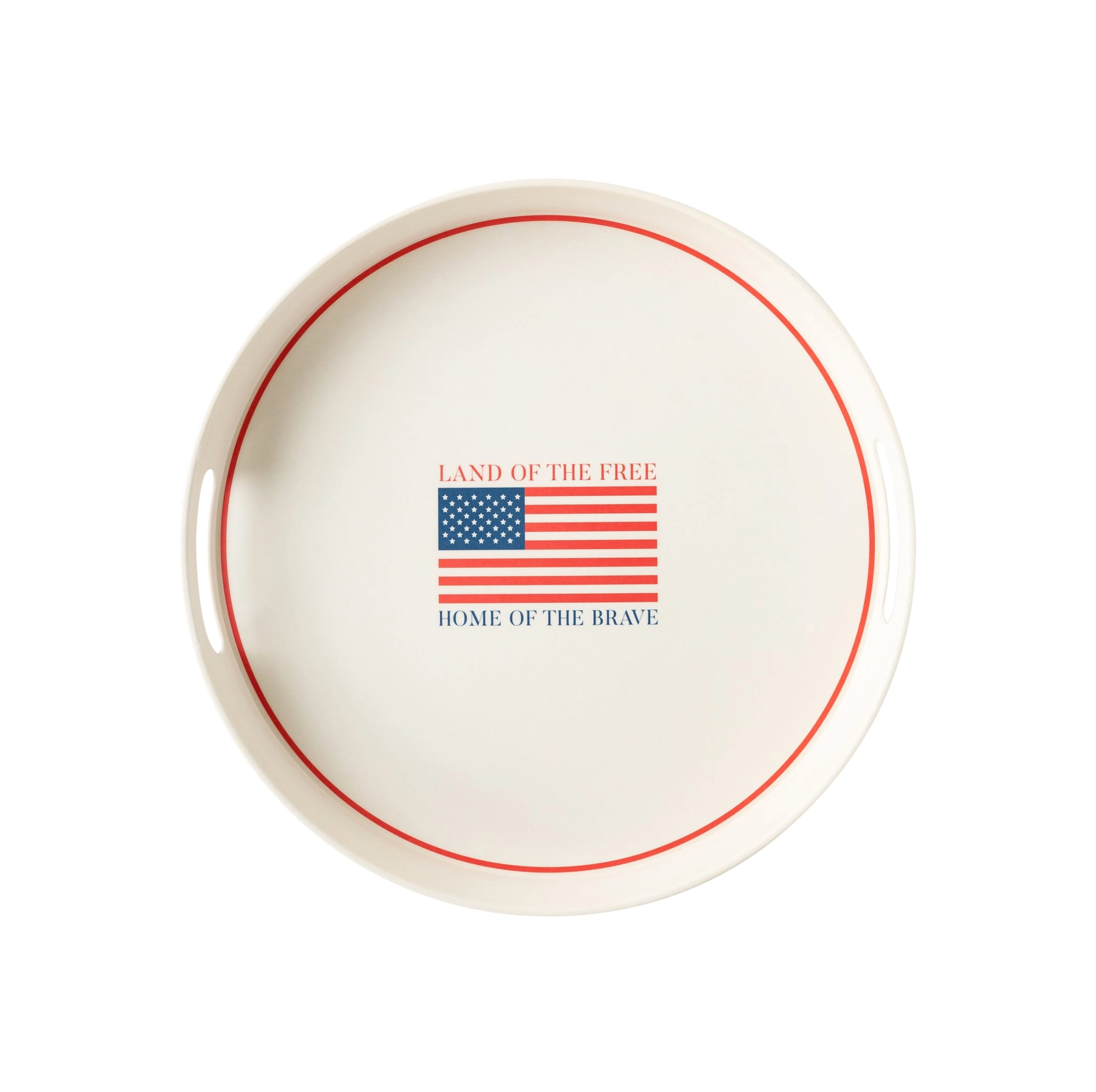 Bamboo white kitchen serving tray with patriotic design, flag design