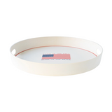 Bamboo white kitchen serving tray with patriotic design, flag design