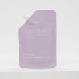 Purple hand sanitizer pouch with 'Noshinku' branding on a white background