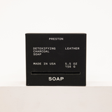 charcoal bar of soap by preston in scent leather