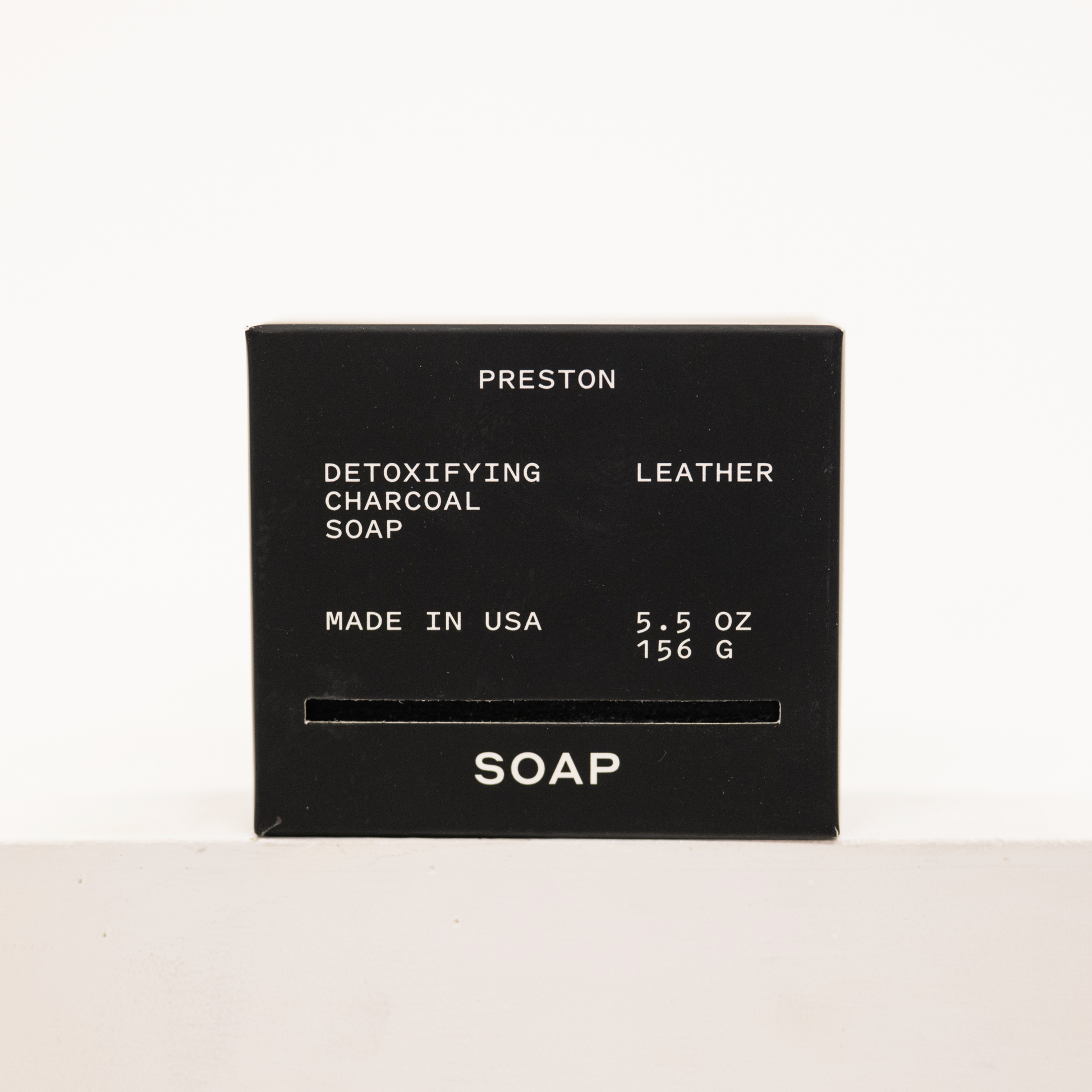 charcoal bar of soap by preston in scent leather