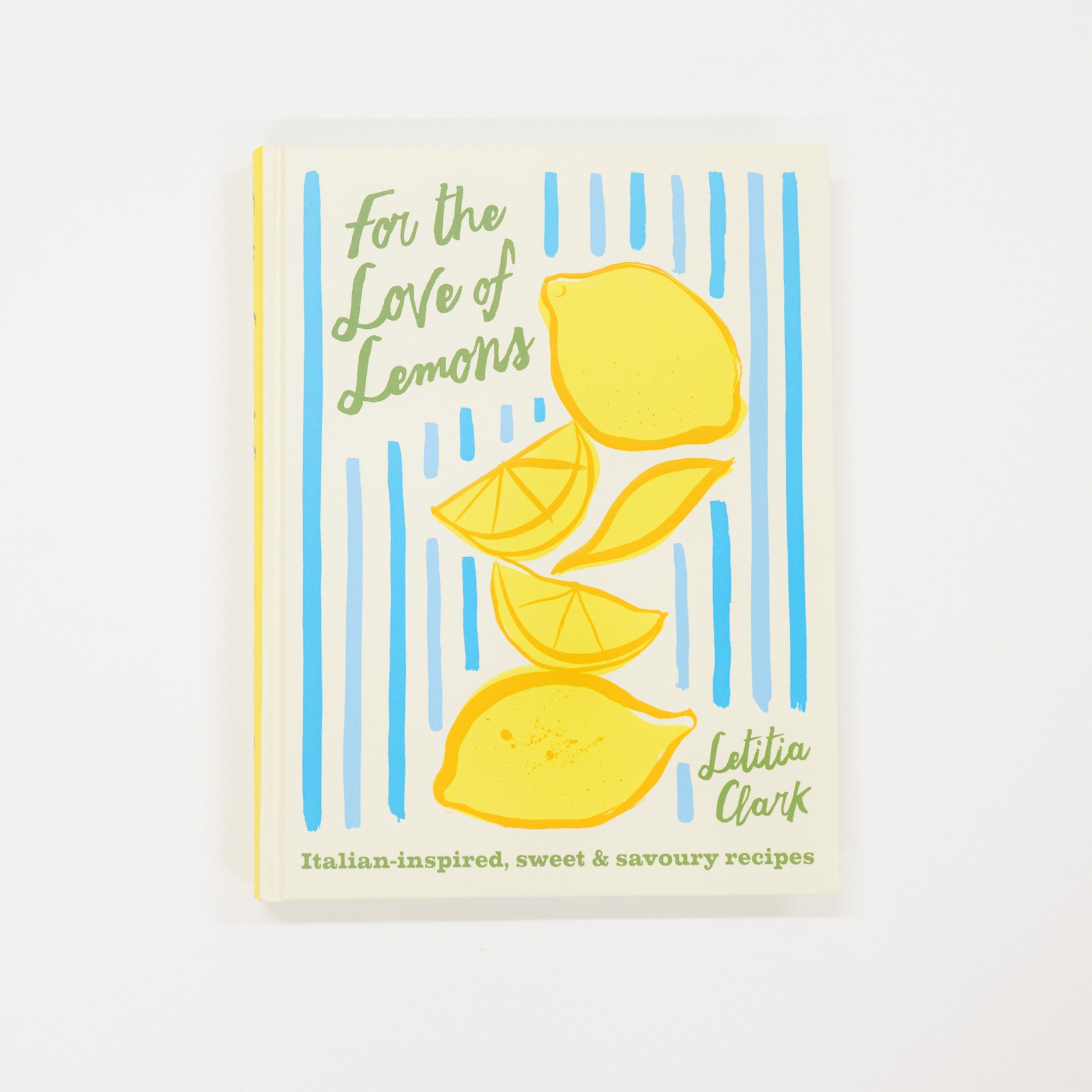 Book titled 'For the Love of Lemons' with lemon illustrations on a white background
