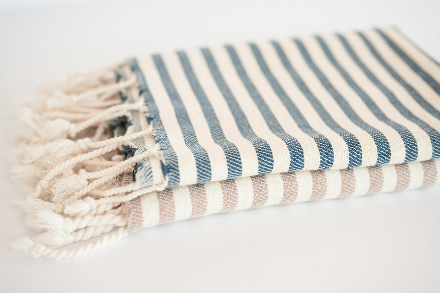 Taupe Stripe Turkish Hand Towel