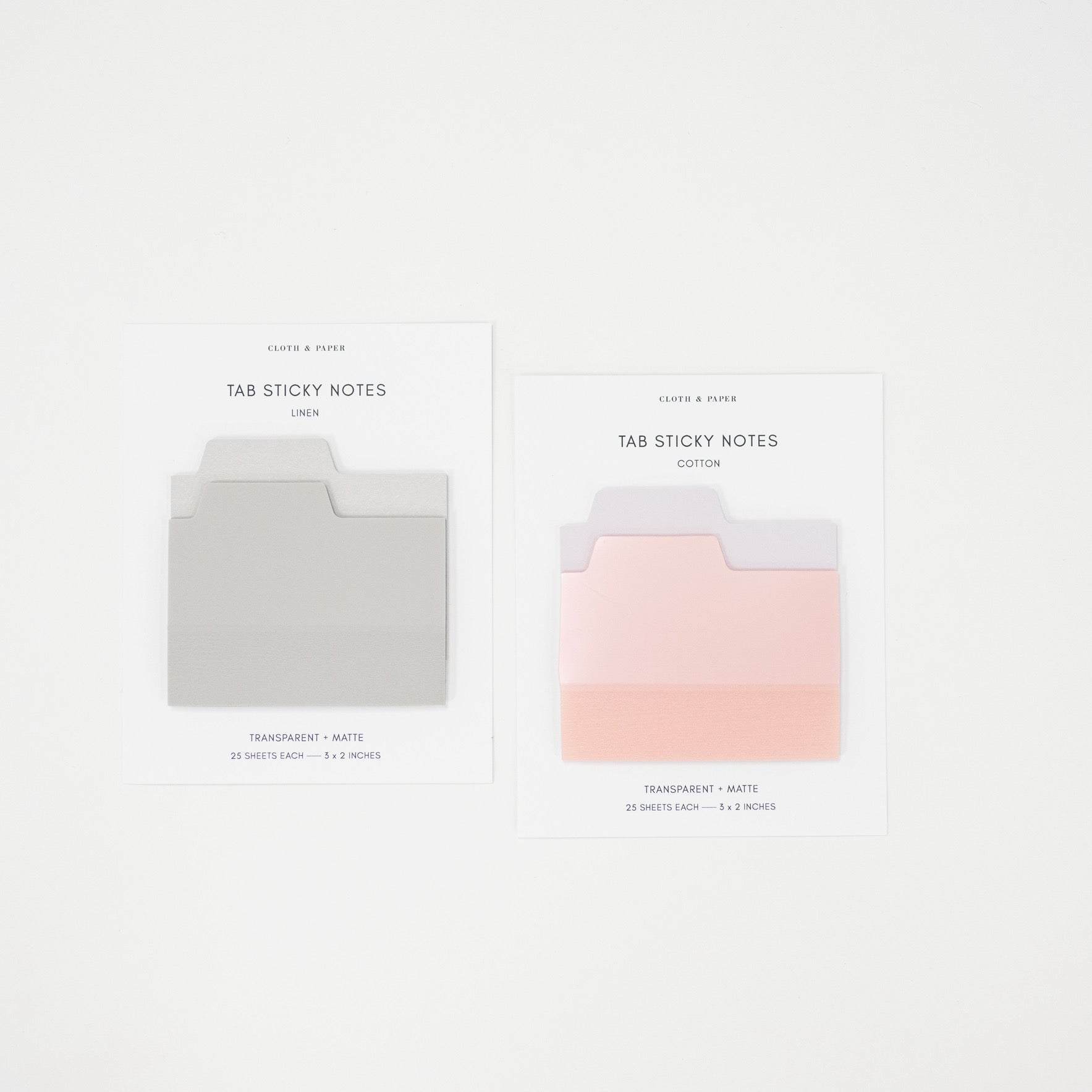 Two packages of Tab Sticky Notes with a plain background