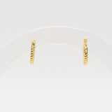 Pair of gold hoop earrings on a white background