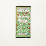 Chocolate bar packaging with green design on a white background