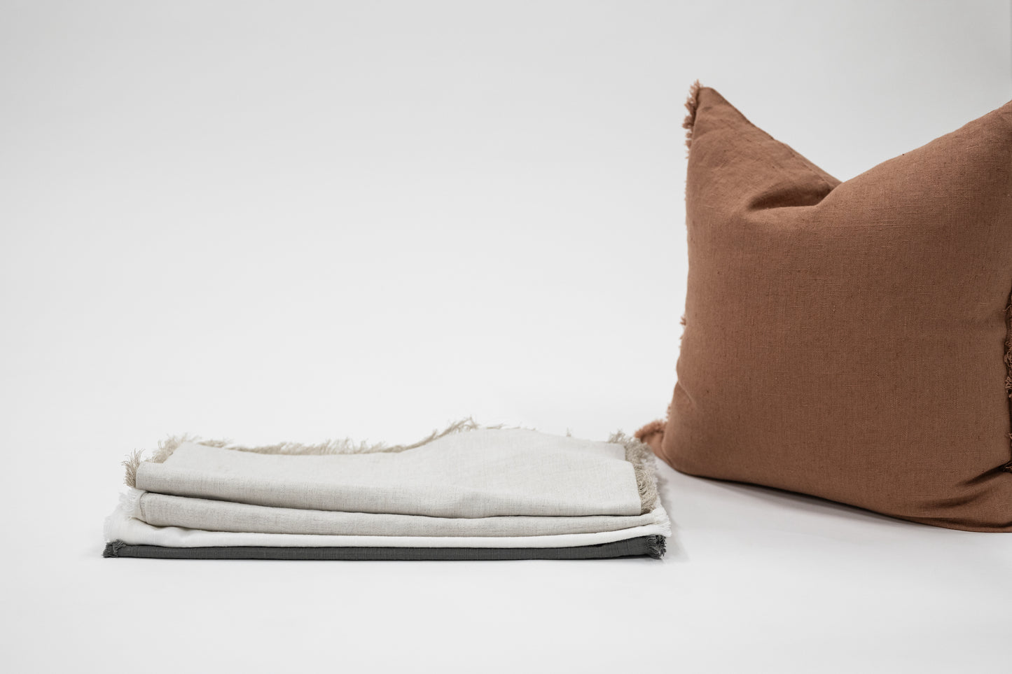 Stone + White Fringe Pillow