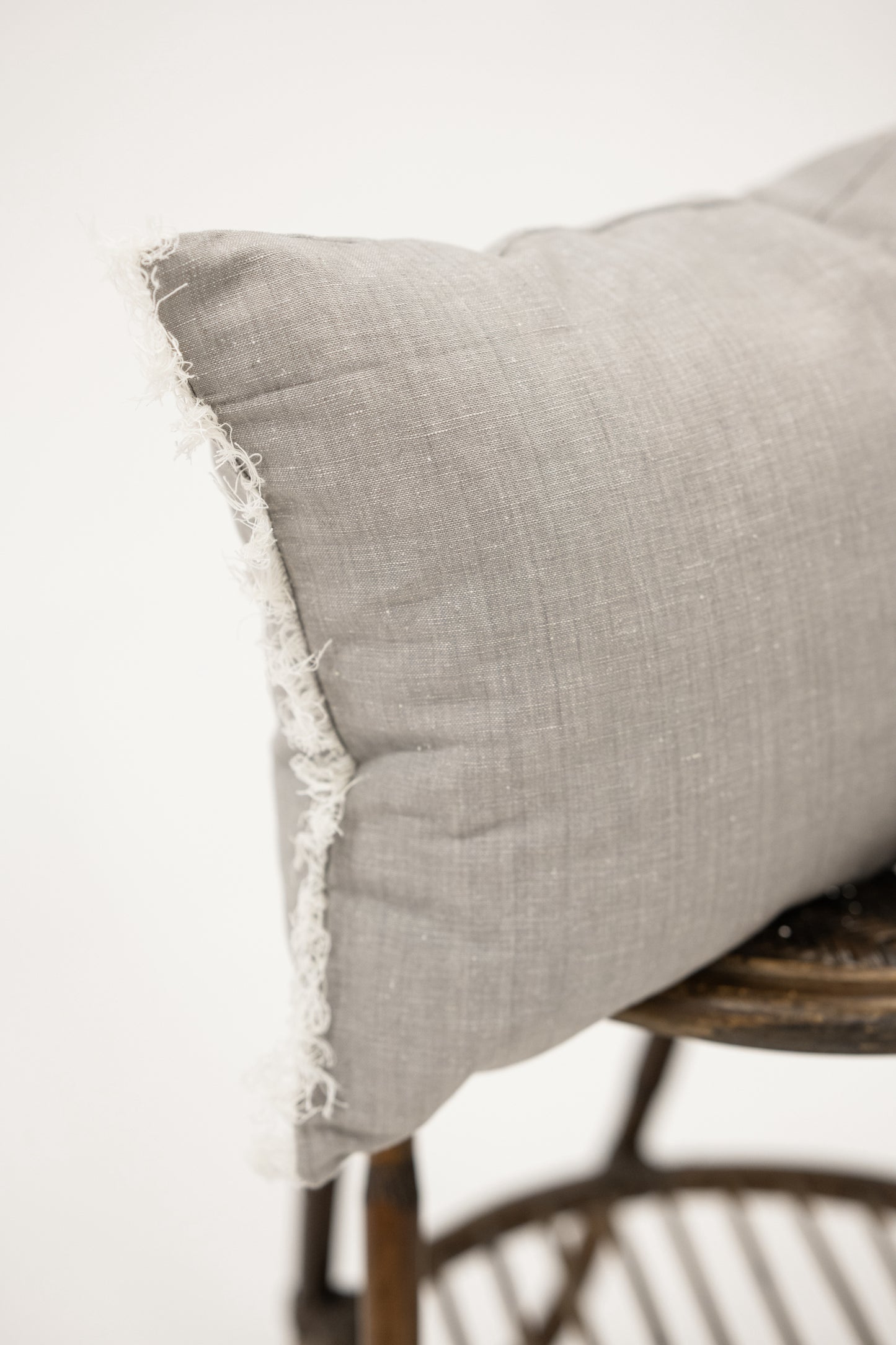 Stone + White Fringe Pillow