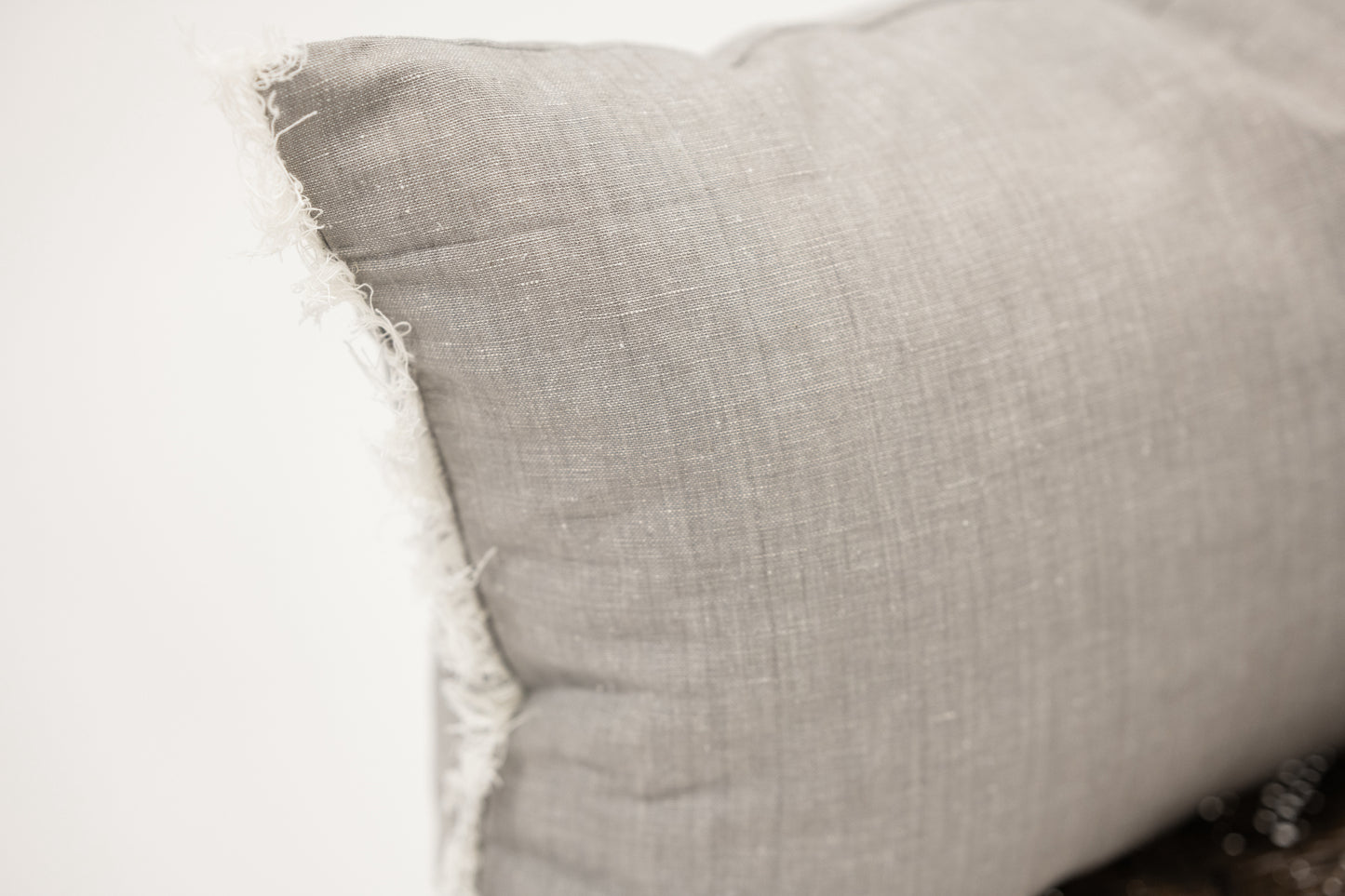 Stone + White Fringe Pillow