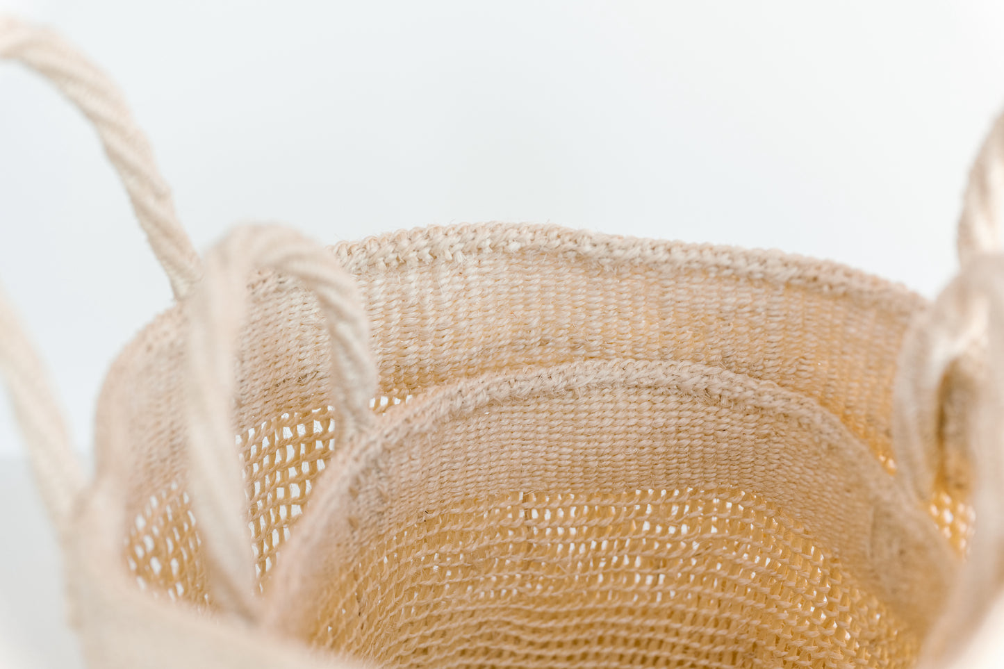 Handled Open Weave Basket - Natural