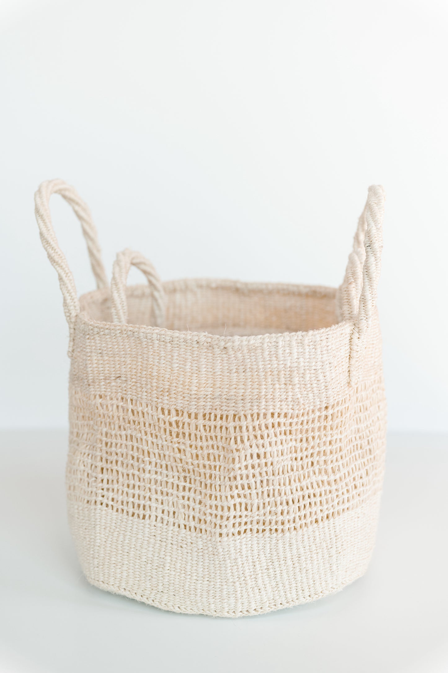 Handled Open Weave Basket - Natural